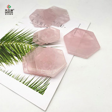 现代简约天然芙蓉石粉水晶杯垫六角形镀金边咖啡杯垫纪念小礼品