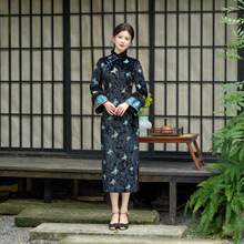 2025冬季新款丝绒长款旗袍新中式国风立领加绒加厚修身收腰旗袍