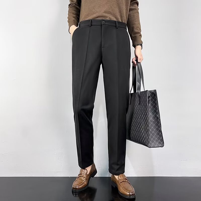 Small Western Trousers Men's Summer Trousers Thin Straight-Leg Loose Casual Slim-Fit Dummy Cropped Pants Men's Business Pants Small Western Trousers Men's Summer Trousers Thin Straight-Leg Loose Casual Slim-Fit Dummy Cropped Pants Men's Business Pants