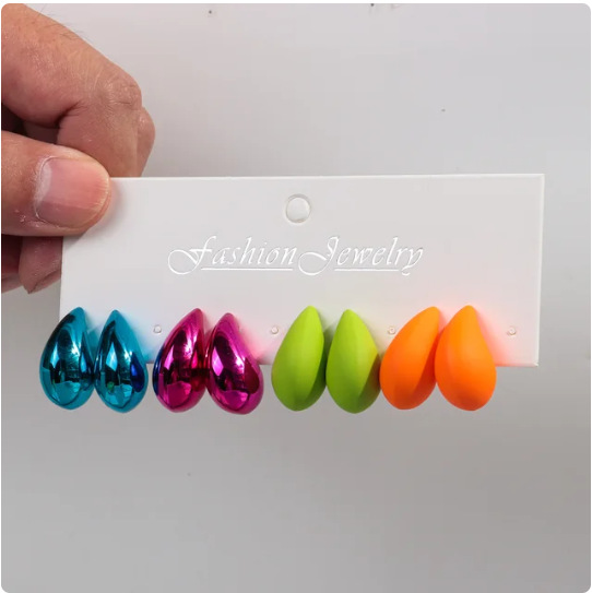 25g Weight Ear Studs Classification 1 Pair Quantity Daily Occasion Acrylic Material Water Droplets Pattern Women's Gender Plating Design IG Style, Classic Style Style 1 Pair IG Style Classic Style Water Droplets Plating Arylic Ear Studs 9