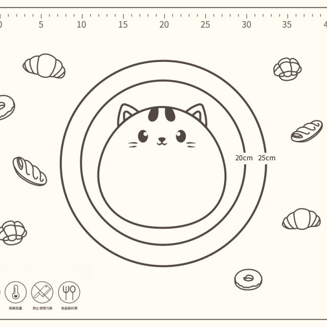 Almohadilla para amasar para gatos gordos Almohadilla de silicona y cara engrosada para alimentos Almohadilla para enrollar para el hogar Panel de horneado antideslizante Tablero de cortar