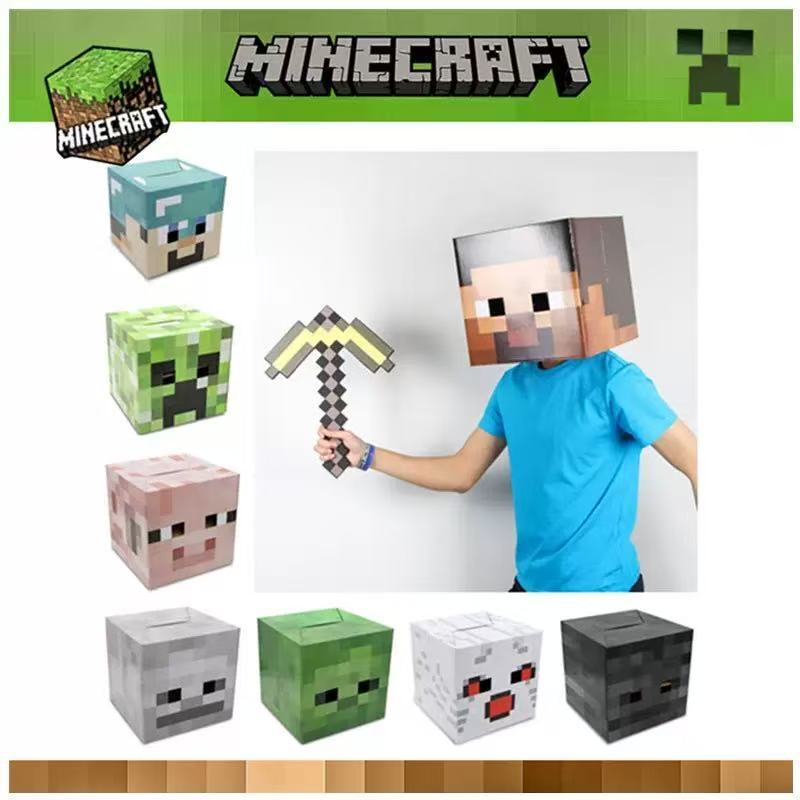 Minecraft 周辺ペーパーモデル ヘッドギアマスク エンダーマン JJ 怪物 スティーブ イグルー ピクセルペーパーモデル 手作り|undefined