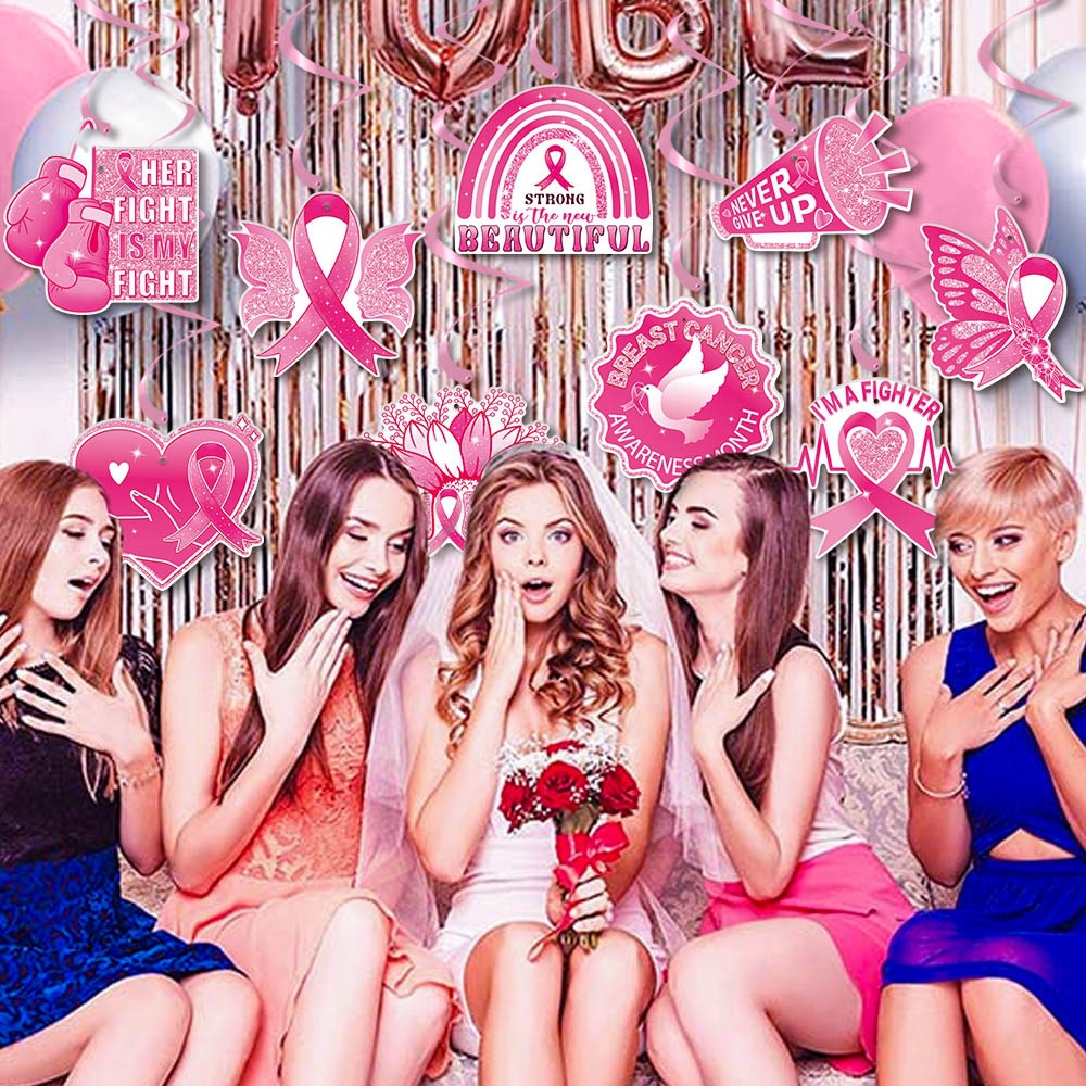 Nuevo transfronterizo amor leche día decoración de la fiesta espiral placa colgante cáncer de mama amor leche día decoración