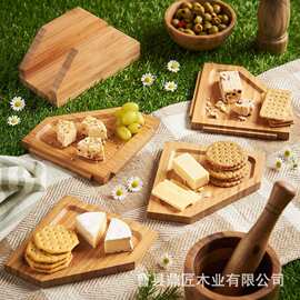 跨境创意木质不规则拼接餐盘 可拆卸干果盘点心盘 任意拼接组装盘