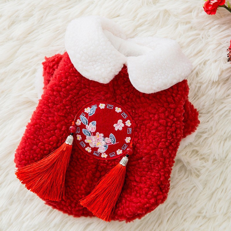 Ropa de Año Nuevo para gatos en invierno engrosado vestido de China mascota gatito gato muñecas de otoño y invierno gato azul camisa de Año Nuevo