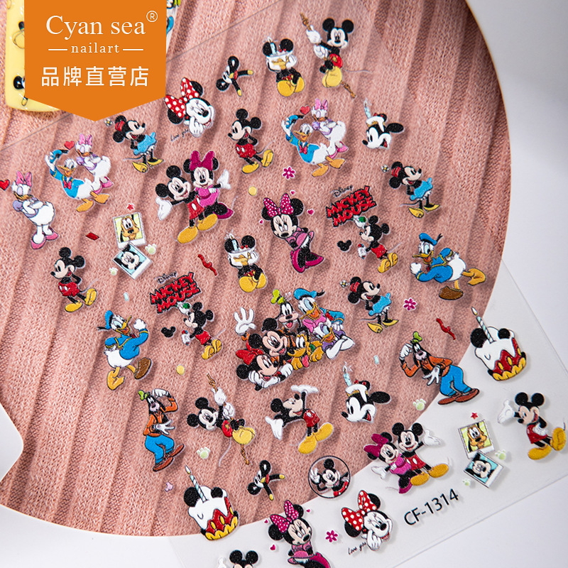 Cyansea Cross-Border Popular Cartoon Disney Mickey Mouse 3D Embossed Nail Decoration Stickers DIY Mobile Phone