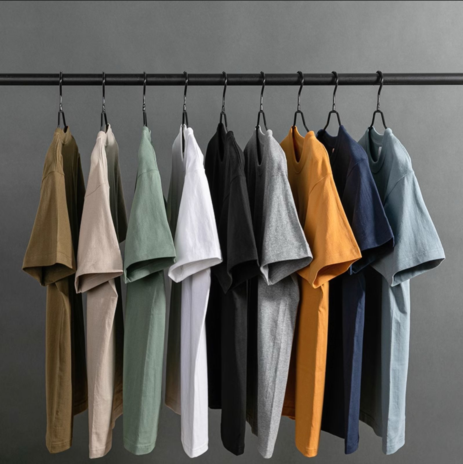 Cross-border in stock heavy 260g drop shoulder combed cotton men's T-shirt solid color loose round neck short sleeve men's and women's half sleeve