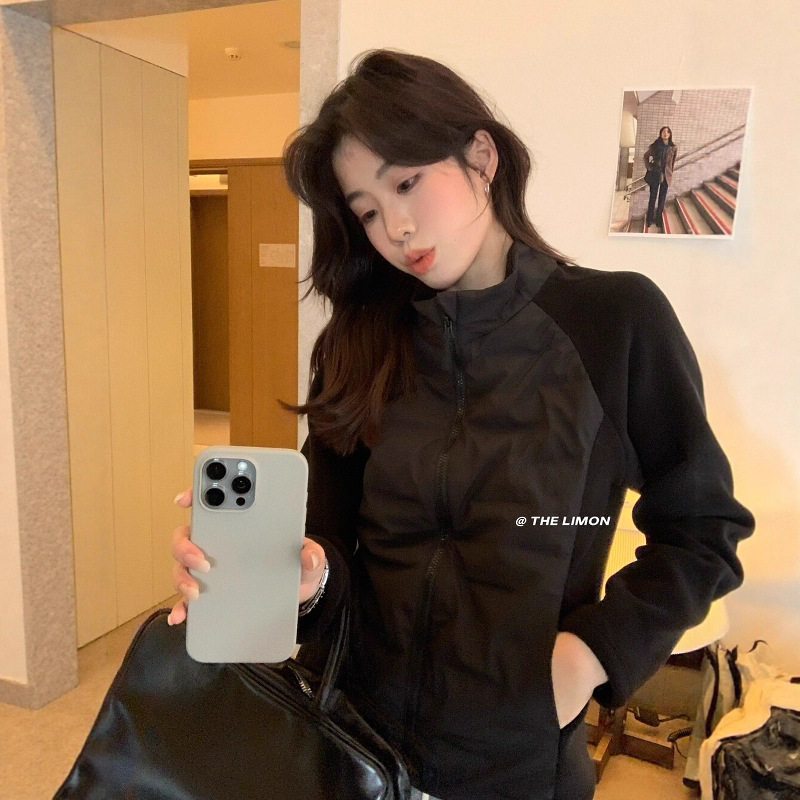 Finna Fu otoño y invierno nuevo estilo simple de abrigo de color sólido con cuello pequeño cintura de pelusa caliente chaqueta de plumón para mujeres