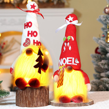 圣诞树无脸娃娃圣诞发光玩偶礼物鲁道夫带灯公仔商场橱窗摆件跨境