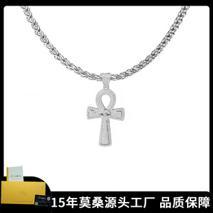 Moissanite Necklace Hip-Hop S925 Sterling Silver Eye of Horus Cross Full Mosan Diamond Pendant Hot Selling in Europe and America