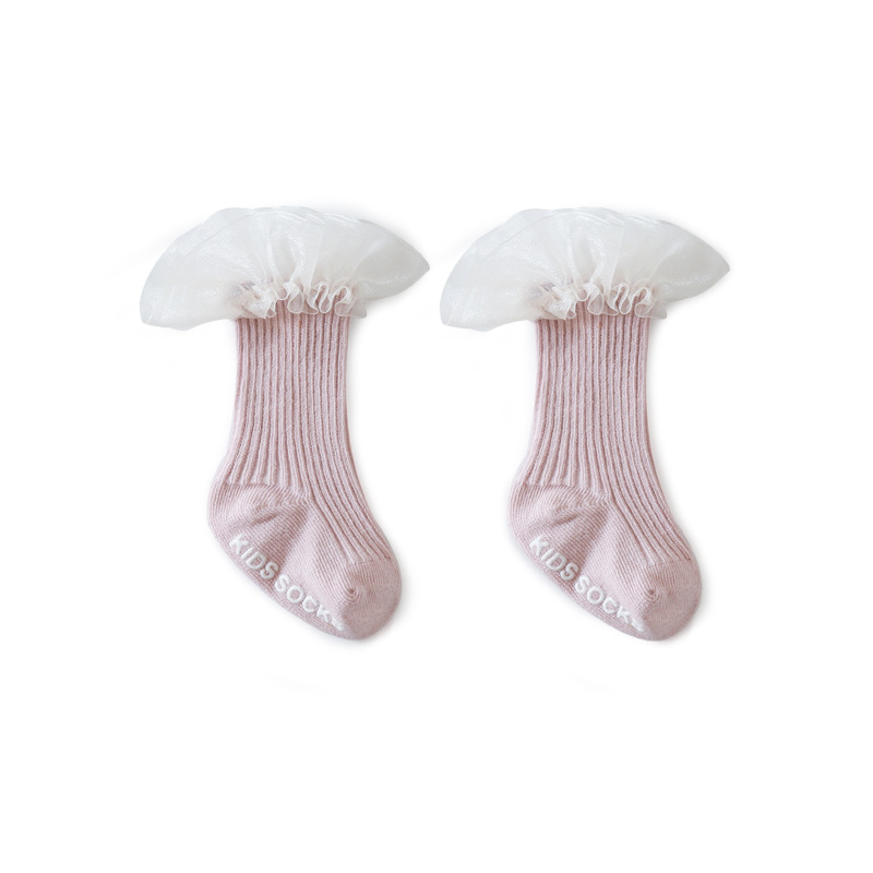 21 Primavera y otoño nuevo bebé Calcetines de encaje princesa coreana Calcetines antideslizantes dispensar calcetines de niño de algodón peinado calcetines de niñas