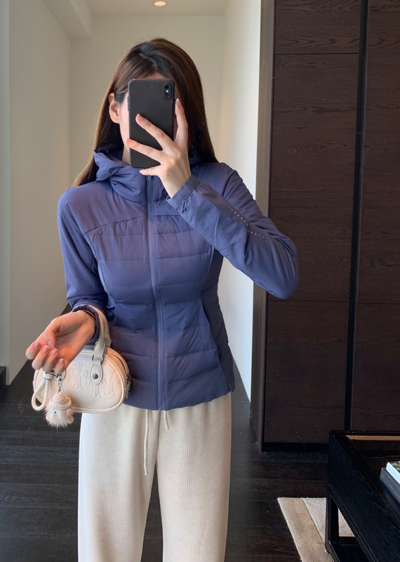 2025新款lulu羽绒服女冬季90白鸭绒短款轻薄收腰瑜伽运动健身外套|undefined