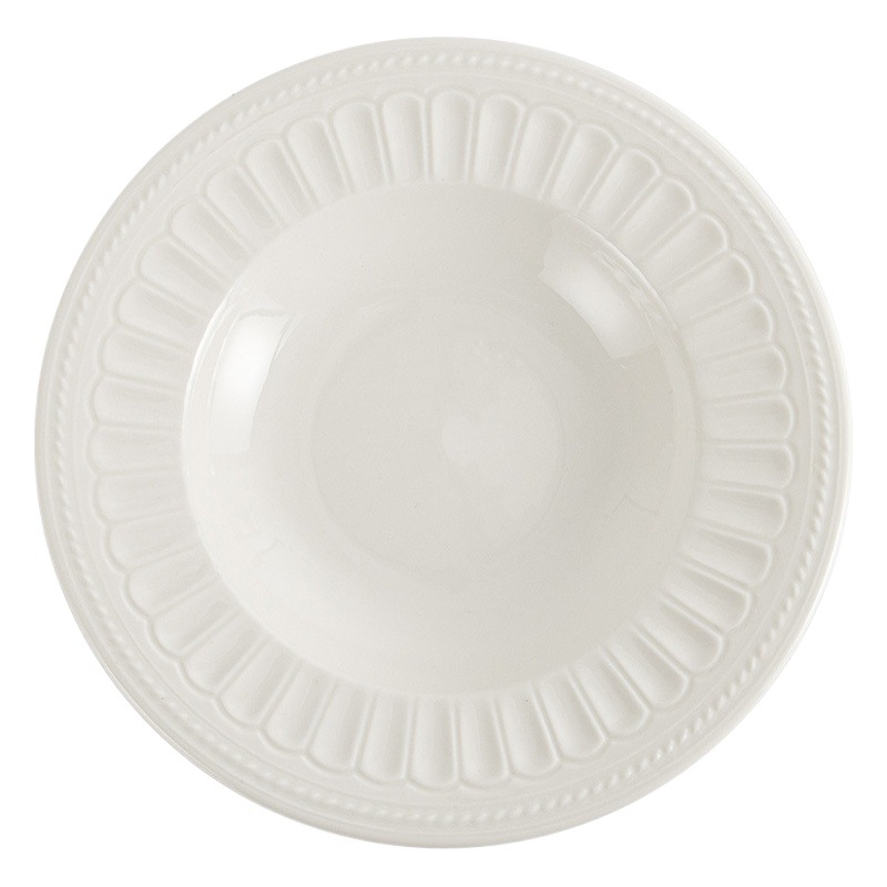 Estilo retro japonés plato redondo alivio creativo ensalada tazón vajilla Placa de alta calidad hogar plato de cerámica plato de sopa