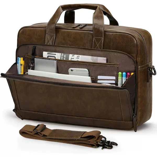 Briefcase Multifunctional Vintage Men's Laptop Briefcase Business Travel Handheld Laptop Bag
