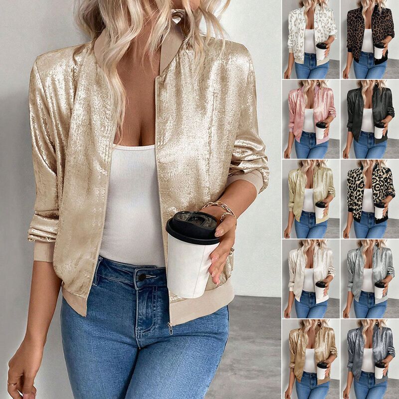 European and American Cross-Border 2025 Spring & Fall New Pure Color Splicing Thin Fashion Jacket Slim Slim Casual Jacket Top
