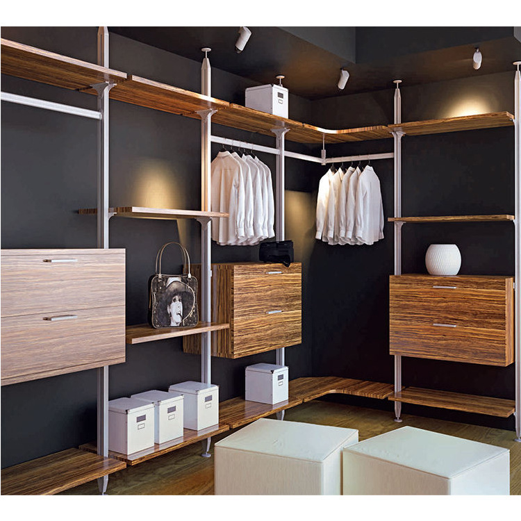 Factory Direct aluminum alloy wardrobe DIY overall cloakroom metal European-style open wardrobe column type
