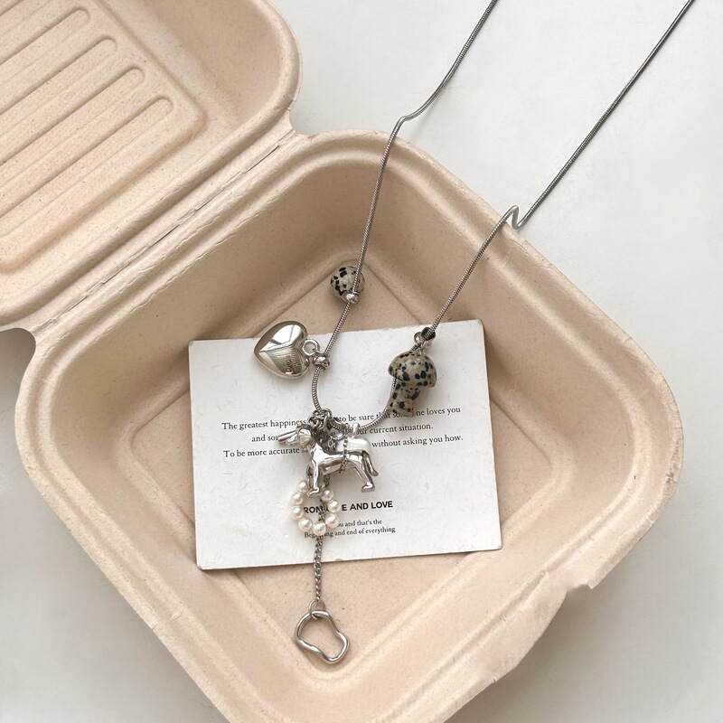 オリジナルデザインブロガーと同じスタイルのキノコ子犬タッセルネックレスニッチユニークな多用途ロングセーターチェーンアクセサリー女性用|undefined
