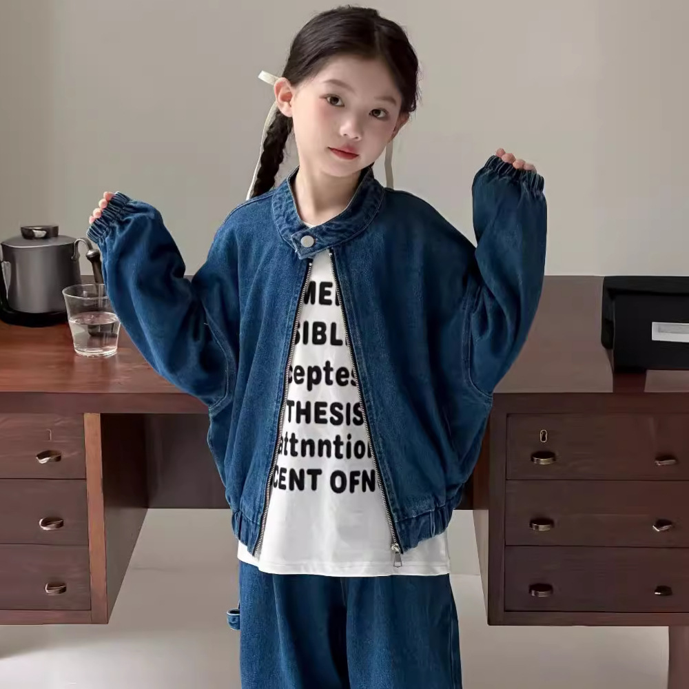 童装2024秋款韩版儿童牛仔外套中小童中性风男女童设计感外套上衣