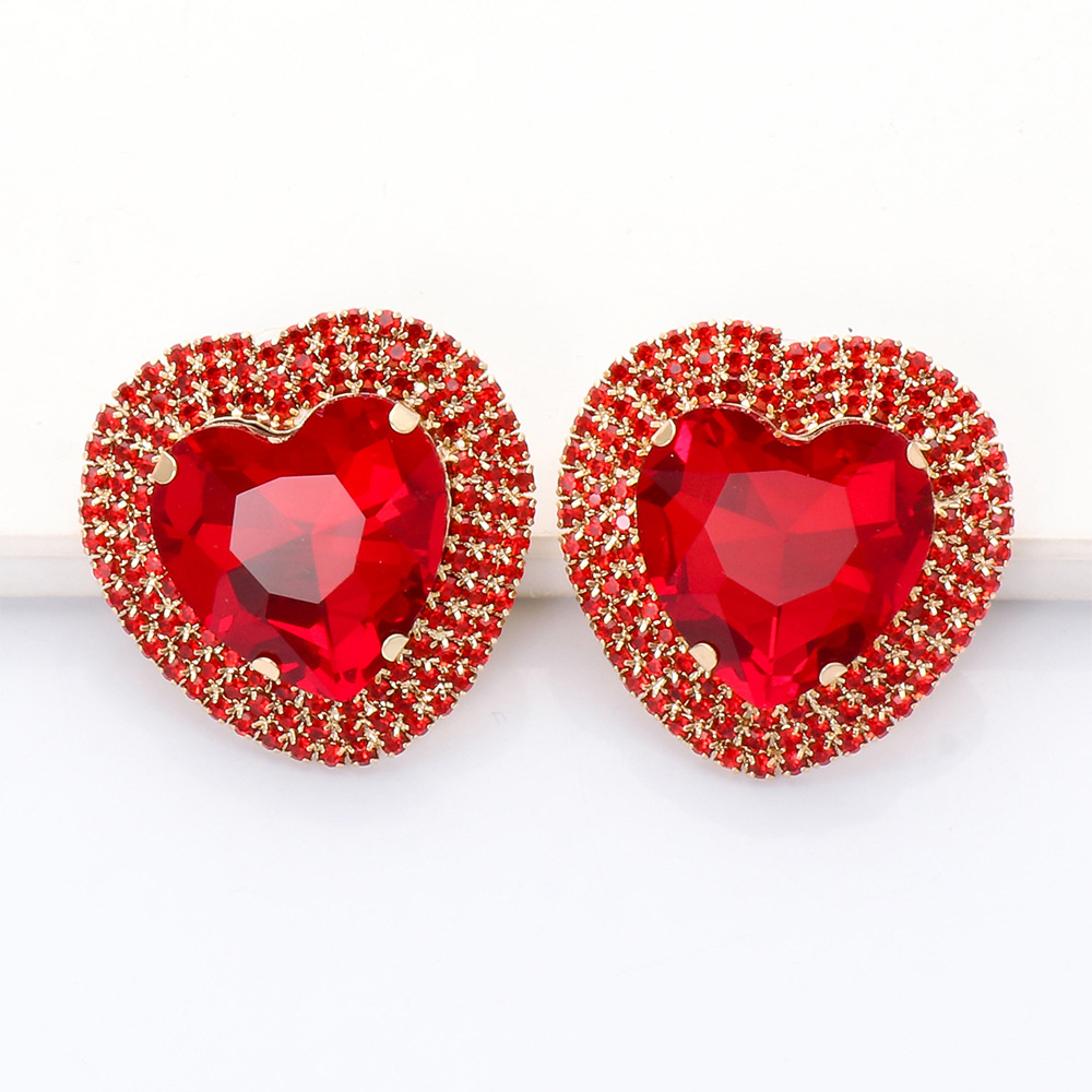 fashion heart-shaped alloy diamond earrings