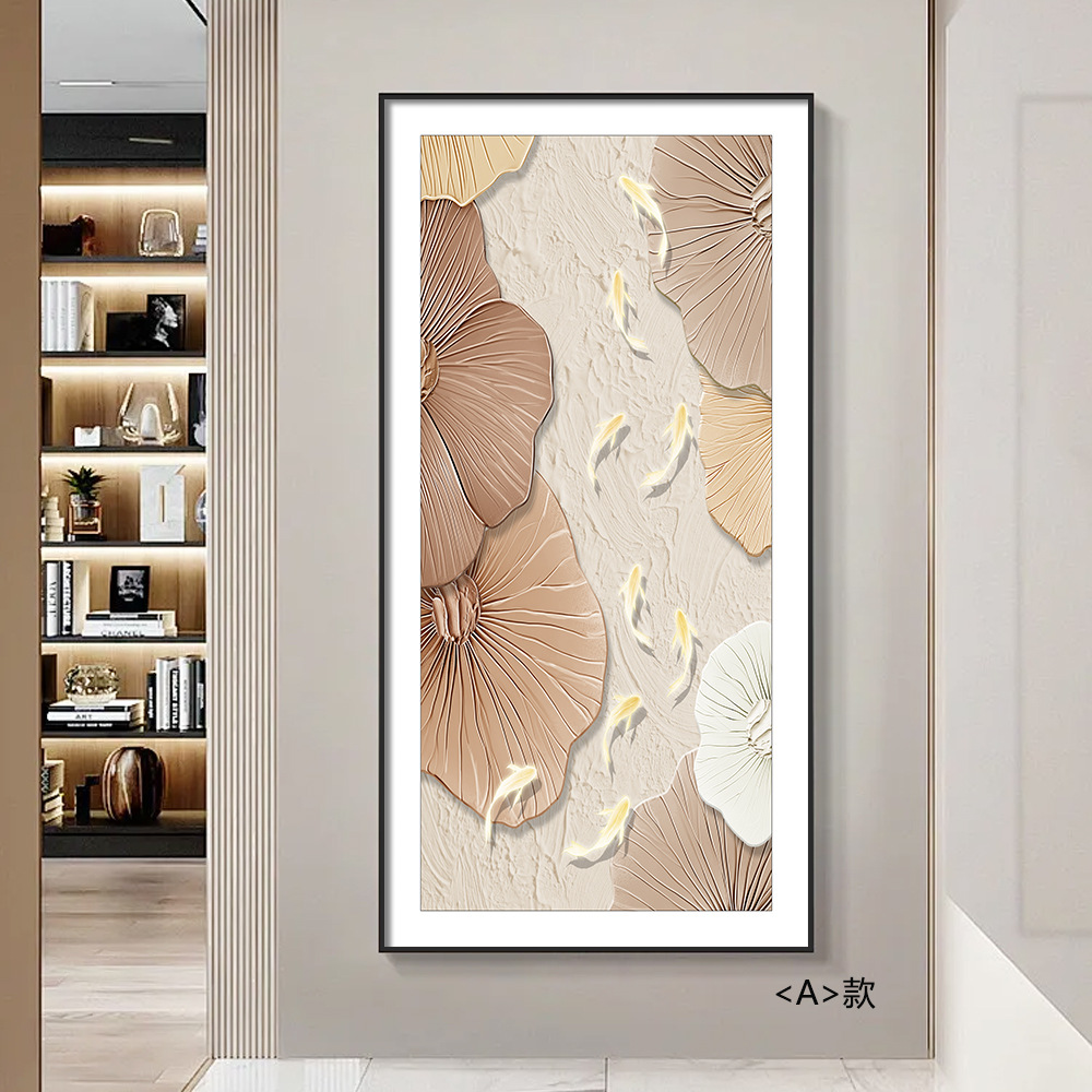 Pintado decorativo de entrada Pasillo minimalista moderno Pasillo vertical Sala de estar frente a la puerta Pintado grande al final del pasillo Pintura colgante de cuero