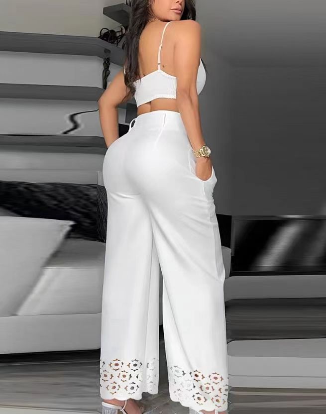 2 Pieces Set Quantity Daily Occasion U Neck Neckline Regular Fit Fit Type Daily Women's Sexy Solid Color Spandex Polyester Pant Co-ord Set Pants Sets