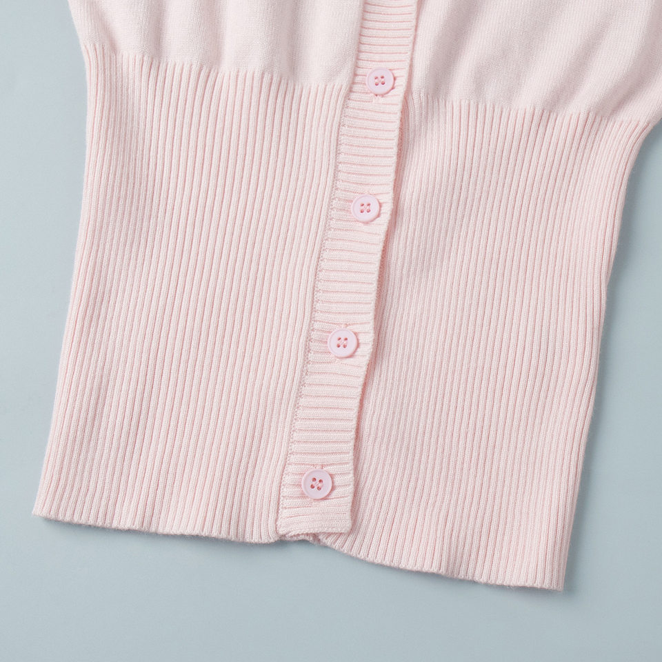 Áo cardigan len dệt kim dài tay dáng ôm cổ tròn có nút — Màu nâu, màu hồng, màu nâu nhạt, màu tím đậm chi tiết 22