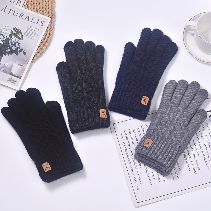 Alpaca velvet warm, windproof, breathable, portable, simple gloves warm, cold-proof, half-finger gloves outdoor riding