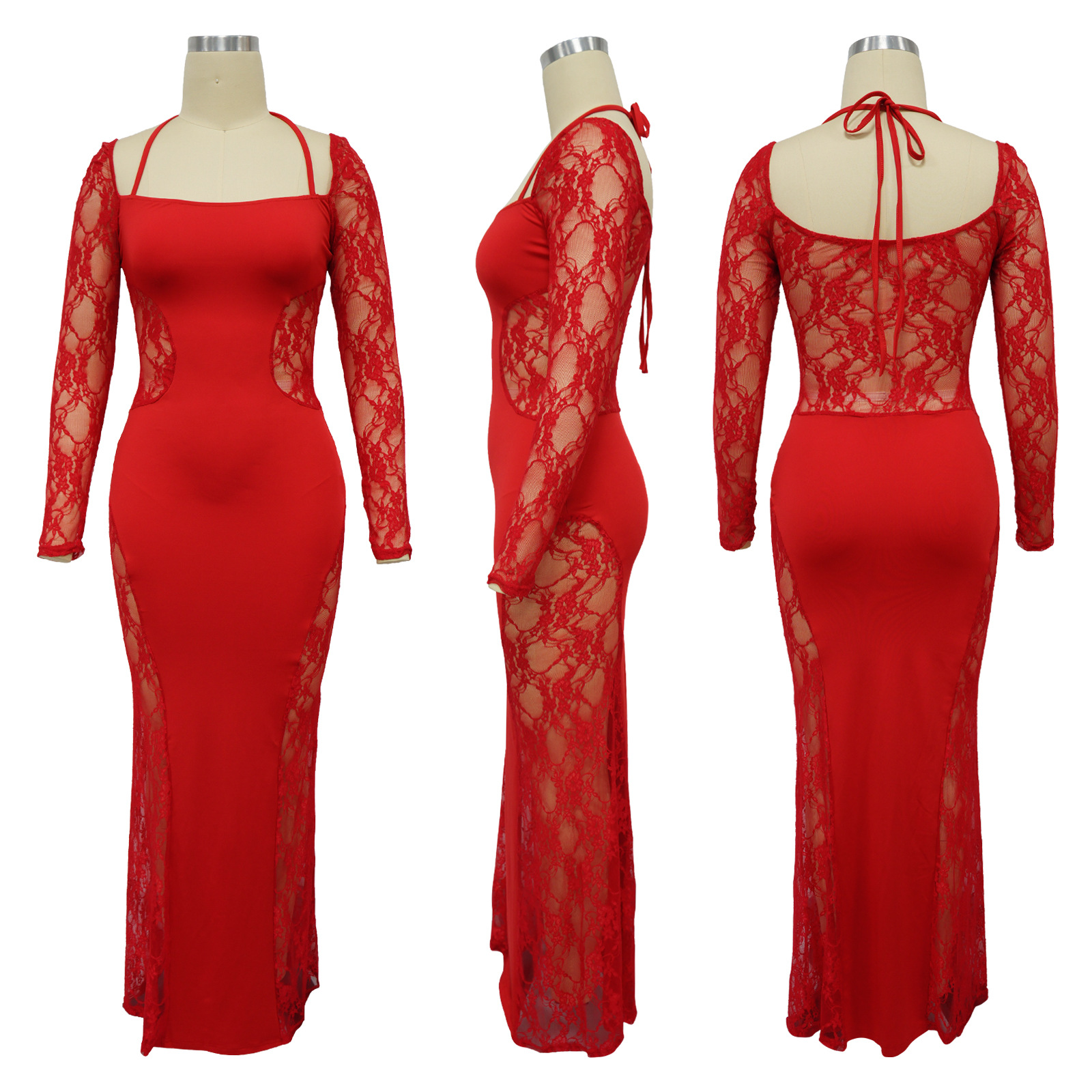 Elegant Women's Lace Splicing Evening Dress For Special Occasions_voghion.com