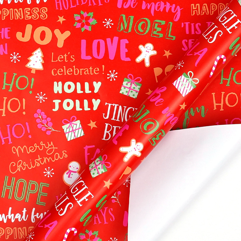 Transfronterizo para gran tamaño de papel de embalaje de regalos de Navidad fluorescente dibujos animados lindos papel de embalaje de regalos de arco