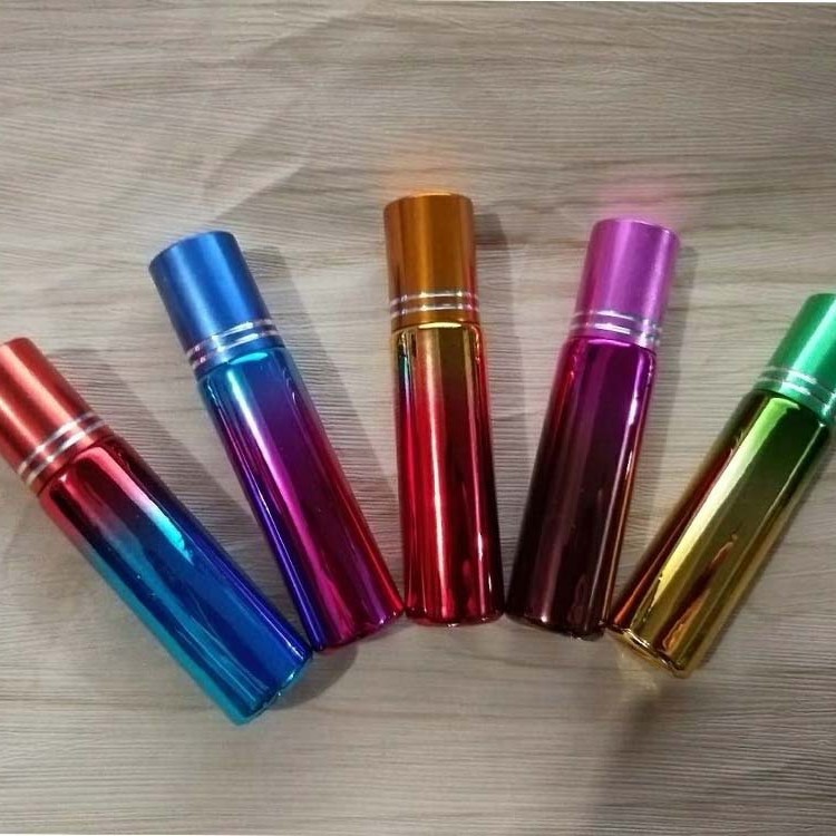 批发电镀滚珠玻璃瓶 10ml精油瓶 彩色玻璃走珠瓶 小香水瓶子现货