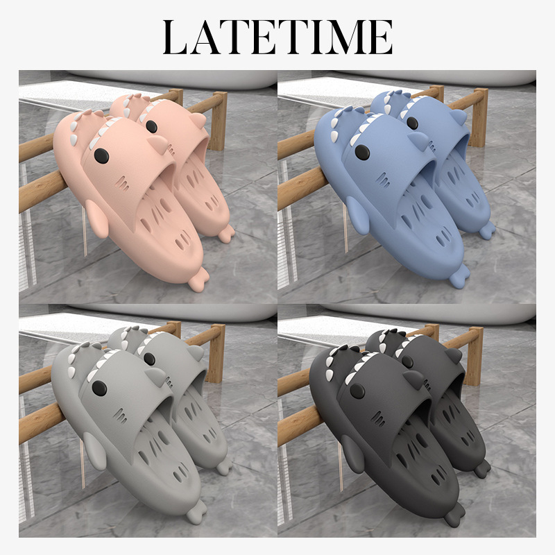 Zapatillas de fondo de masaje de tiburón pareja de adultos antideslizante baño fugas zapatillas de moda al aire libre divertido hogar sandalias lindas