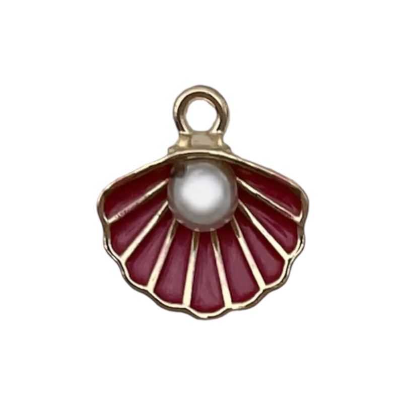 1 gota rosa oscuro aceite de aleación de zinc perla marina con ABS concha 16x15mm-0.85g-23199