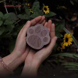 跨境木质狗爪造型骨灰盒猫咪狗狗胡须收纳盒勋章收藏盒硬币木盒