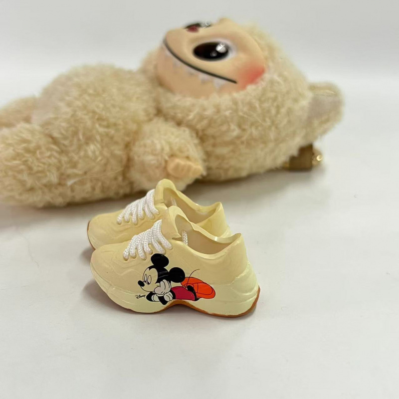 LABUBU Zapatos Rabu Ropa de bebé 17cm felpa vinilo bolso de muñeca colgante para zapatos desnudos caja ciega