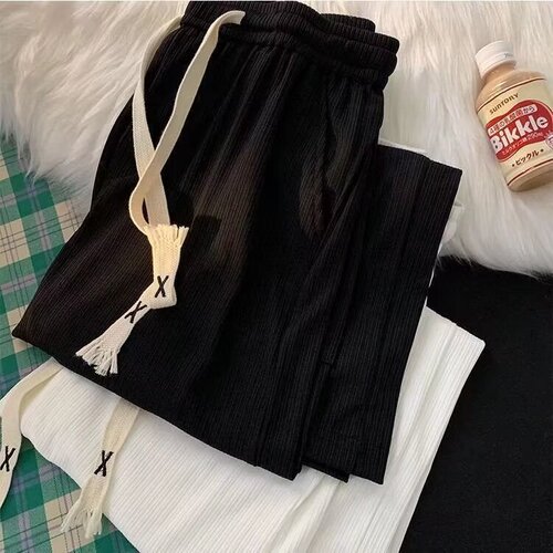 Teenagers hanging ice silk pants men's summer thin fashion brand straight loose wide-leg hanging casual sports pants