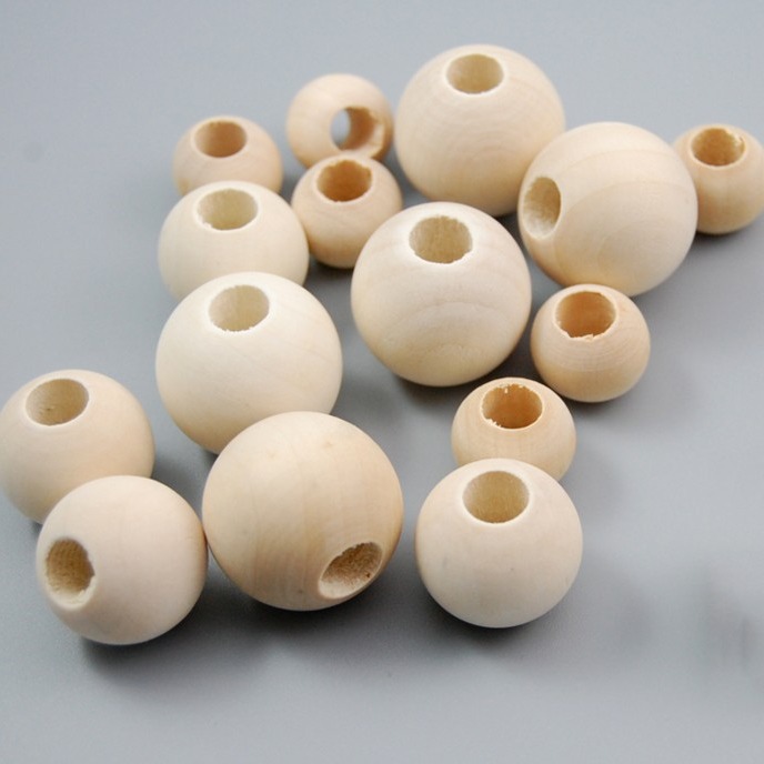 DIY jewelry accessories large hole round wood beads wood loose beads tassel bag accessories 8-40mm blank