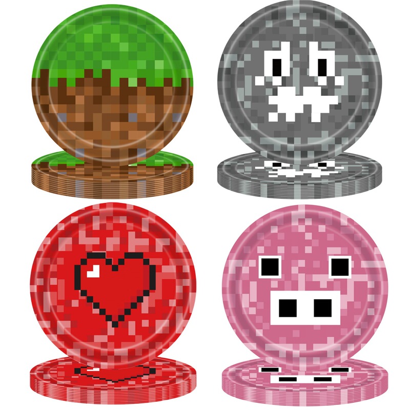 Minecraft ピクセルワールド漫画パーティー用品子供用ゲーム使い捨て紙皿紙コップティッシュテーブルクロス|undefined