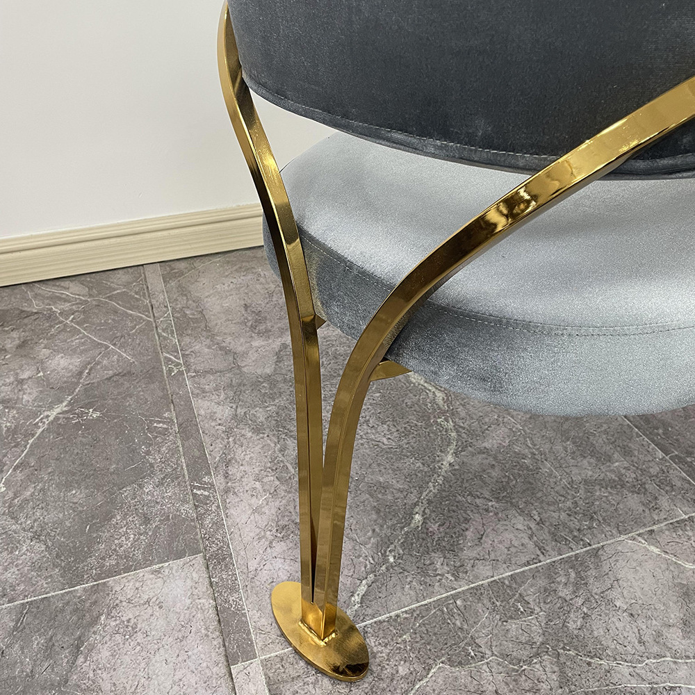 Diseño creativo italiano minimalista de hierro silla de comedor de tela de lana silla de respaldo de metal sillón de asiento elástico silla doméstica