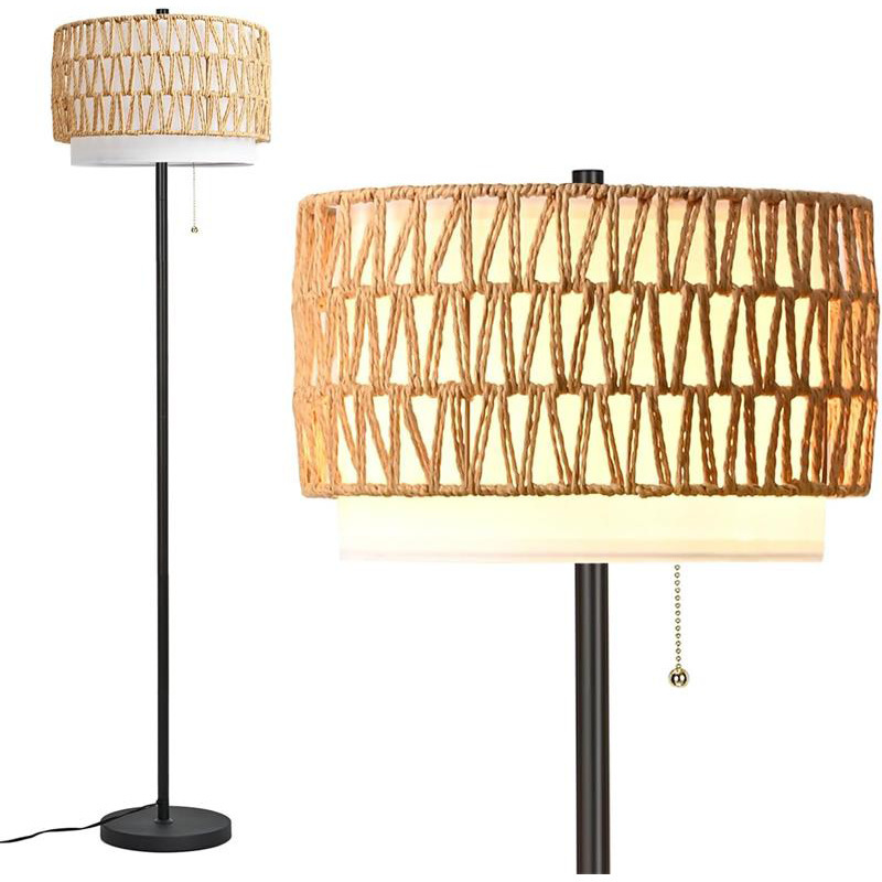 Living Room Floor Lamp Cross-Border New Style Bohemian Style Handmade Rattan Weaving Simple American Industrial Bedroom Floor Lamp Living Room Floor Lamp Cross-Border New Style Bohemian Style Handmade Rattan Weaving Simple American Industrial Bedroom Floor Lamp