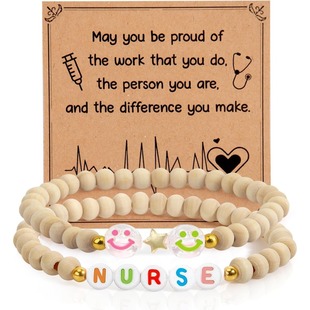 Europe and the United States cross-border Amazon new nurse bracelet log color smiley beaded bracelet nurse thank you gift jewelry