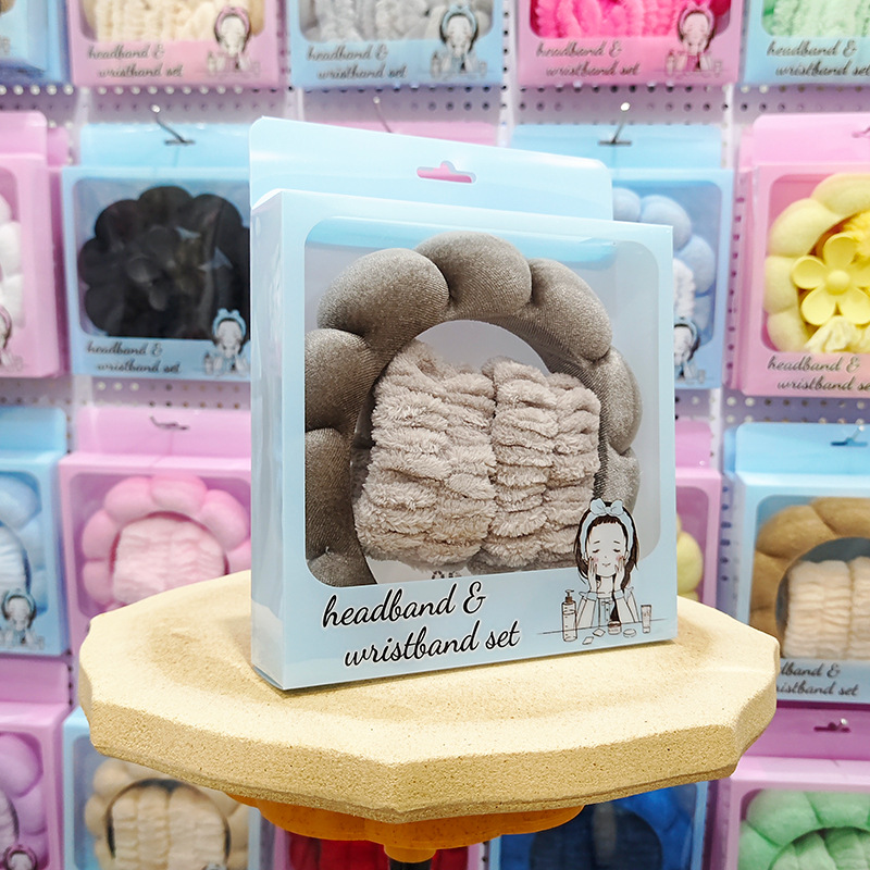 Nueva esponja de lavado de cara de Amazon, diadema de nubes, maquillaje de belleza, diadema de todo fósforo, diadema, horquilla, juego de caja de regalo