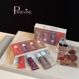 Cross-Border Makeup Page Vine Lip Glaze Four-Piece Set Butter Moisturizing Colored Lip Gloss Set Export