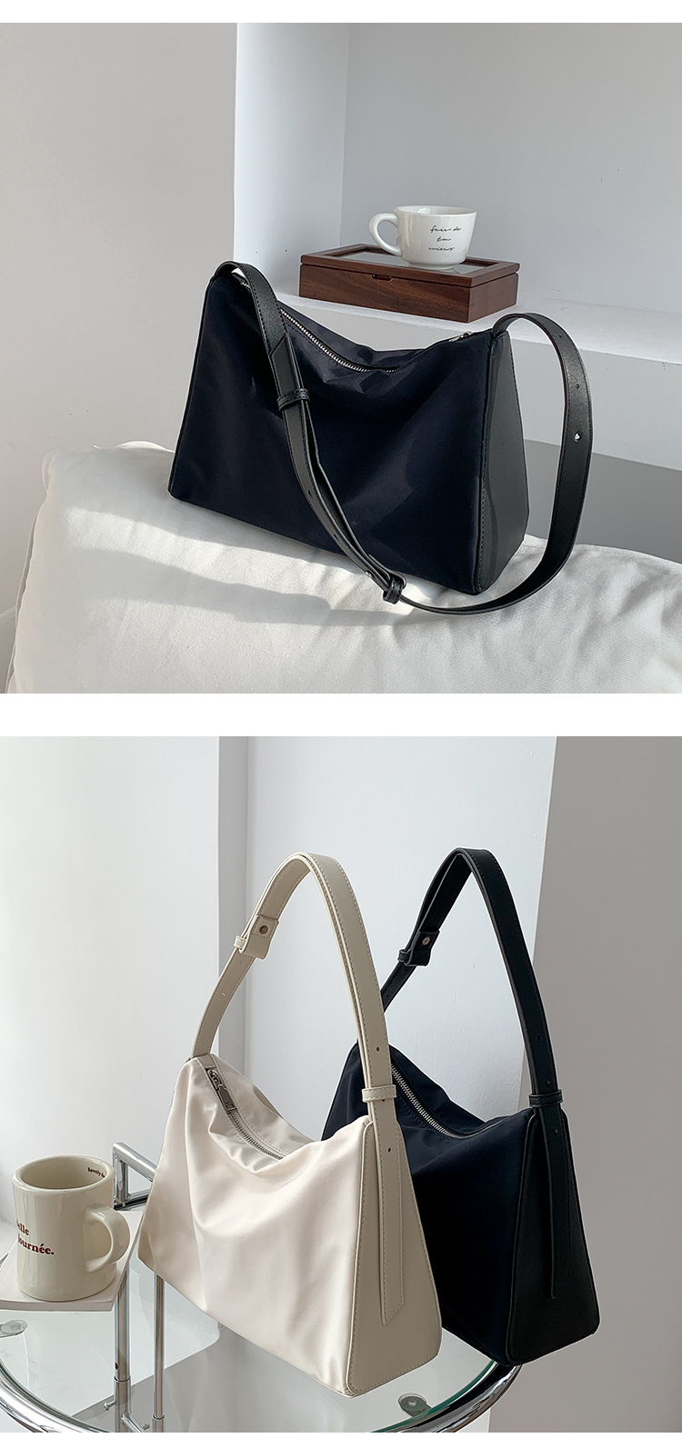 Borsa a tracolla in nylon da donna versatile e di grande capacità, da tenere a mano, alla moda, casual, coreana, Instagram_voghion.com