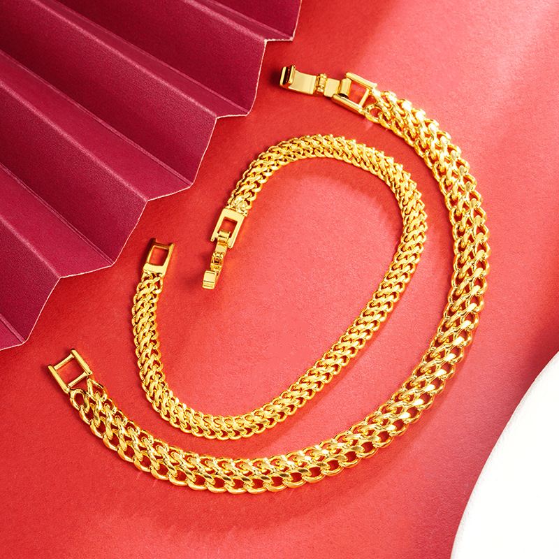 Vietnam arena oro quilla pulsera imitación oro hombres y mujeres dominante cadena pulsera hebilla suministro de fábrica todo-fósforo estilo chino