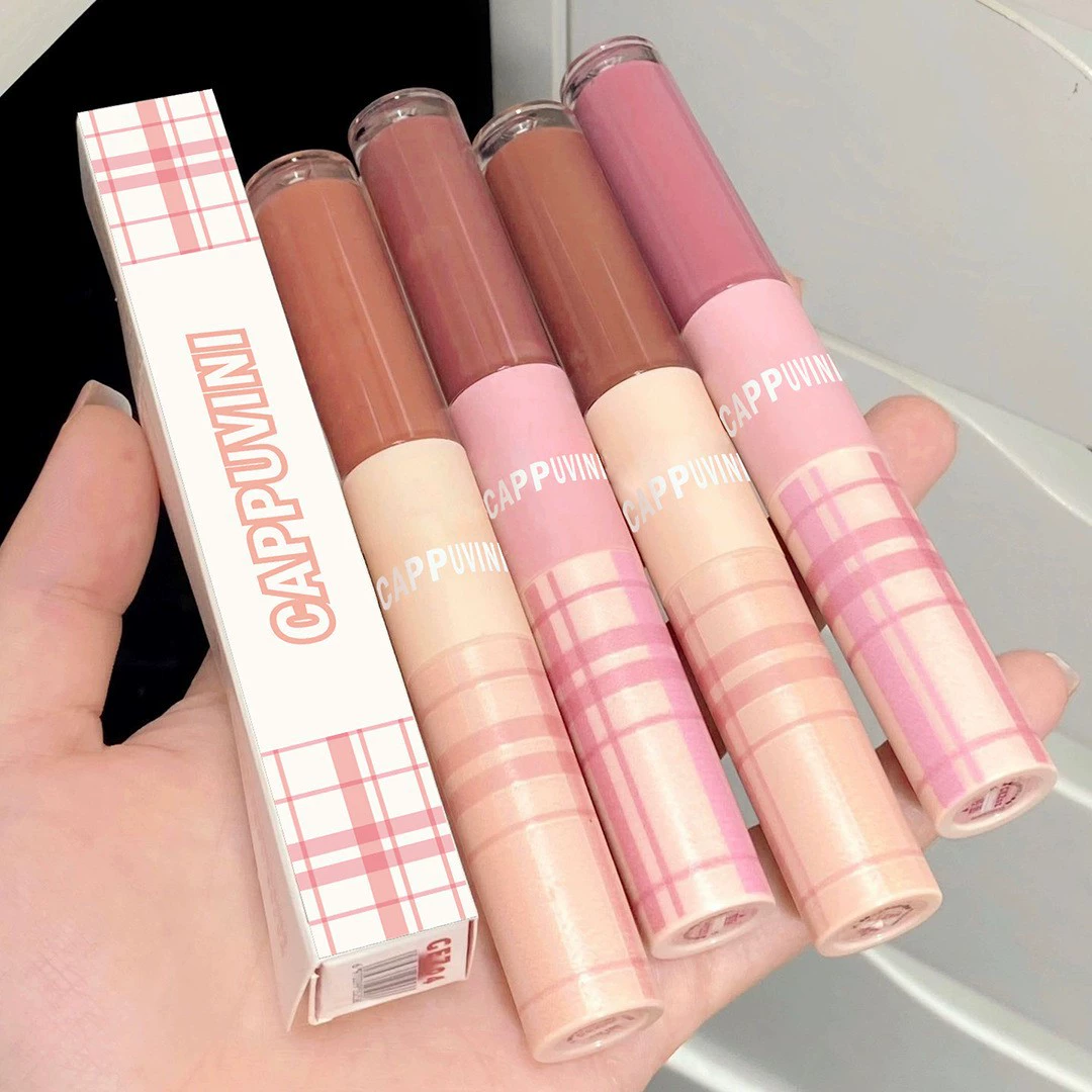 Double-sided lip gloss, lip balm, moisturizing matte lipstick, mirror effect, translucent shading