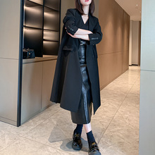 2024春秋新款大码长款西装外套女胖mm宽松休闲过膝垂感风衣92190