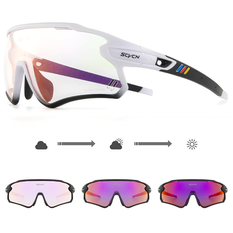 Lentes de Ciclismo Fotocromáticos de TR90 con Plaquetas Nasales Ajustables para Deportes al Aire Libre
