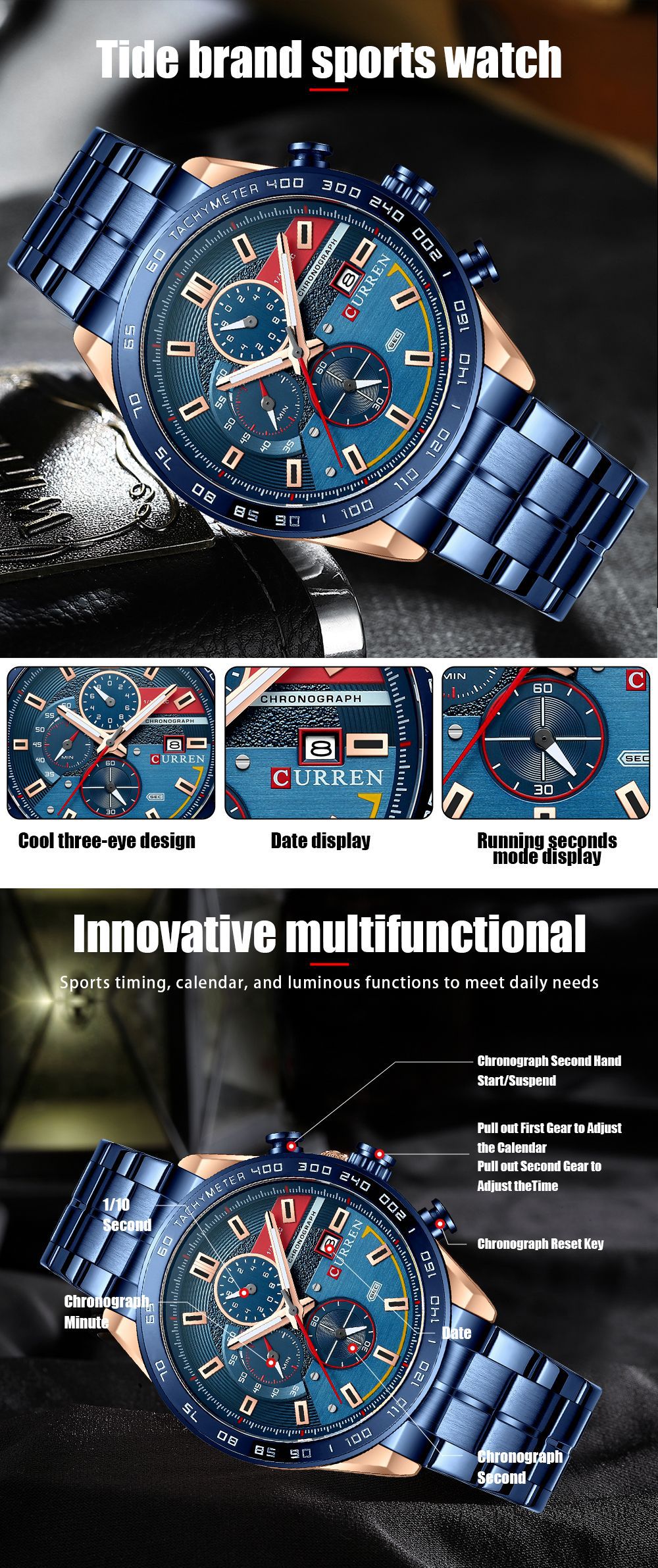 Men's Steel Band Quartz Watch 5