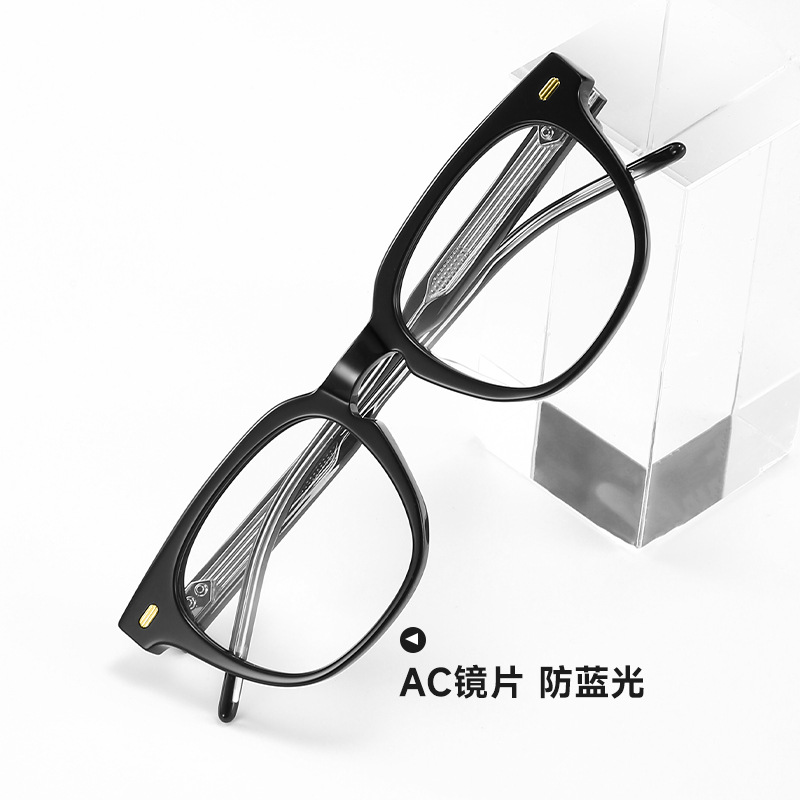 Gmメガネフレームクボ女すっぴん出颜小さい可配近視鏡変色防止ブルーライト黒フレームメガネ男大きい顔