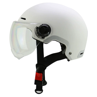 New White Motorcycle Rider Helmet, Suitable for All Seasons, Customized Advertising, 3C Certified, New National Standard Electric Vehicle Helmet (Motosiklet kaskı (dəbilqə)) - 3c-transparent-short-lens-frosted-white-solid-color-l